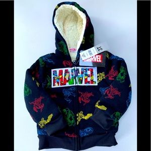 👦🏻 Marvel Spider-Man Hunk Size 3T Sherpa Jacket Blue Multi Color NWT